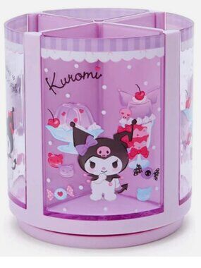 NWT Kuromi Purple Rotating Desk Organizer 4-Slot Pen Pencil Holder Storage w Box